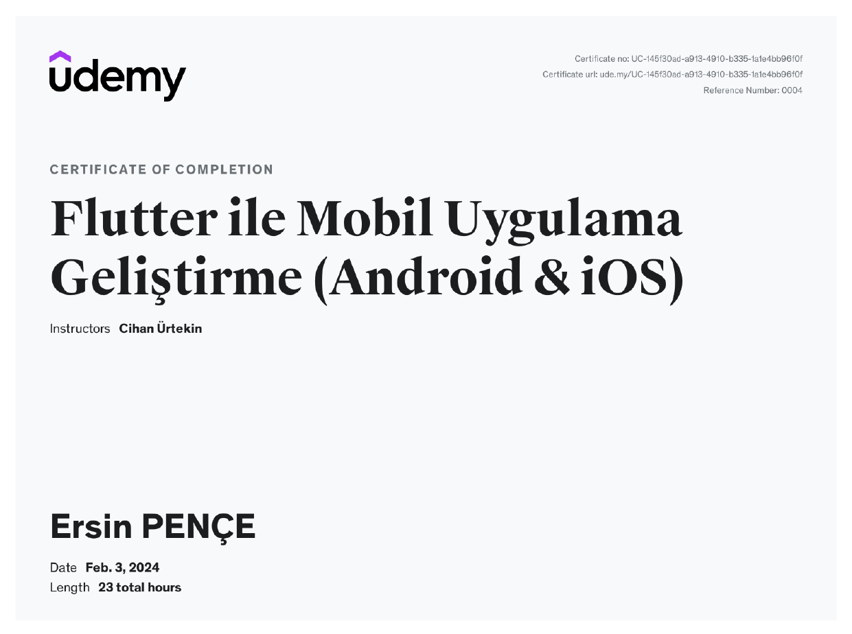 Udemy-Flutter ile Mobil Uygulama Geliştirme(Android & iOS)